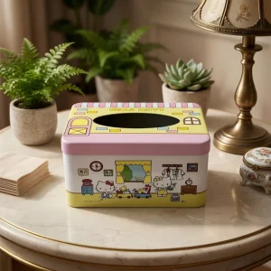 OEM ODM Custom Recyclable Tinplate Tissue Box with Glossy Lamination and Custom Logo Print