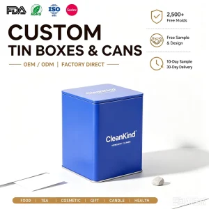 OEM & ODM Metal Package Tin Box Square Tin Can Storage Box for Food Candies Chocolates Coffee Tea
