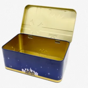 OEM ODM Printed Gift Tin Container with Hinged Lids Metal Tin Box