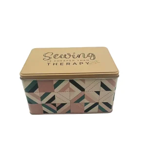 OEM Recyclable Rectangular Tinplate Metal Can Toolbox Sewing Kit for Craft