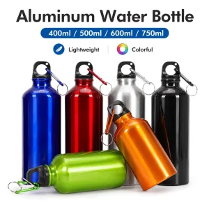 Outdoor Travel Aluminum Sport Water Bottle Food Grade Exercise Water Bottle With Carabiner
