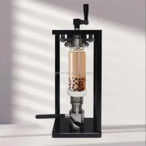 PET Plastic Rotary Can Sealing Machine with Easy-Open Ring Pull Lids for Bubble Tea and Coffee