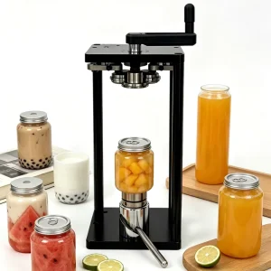 Paper and Wood Beverage Can Sealing Machine, Manual Bubble Tea, Soda and Beer Can Sealer, 220V, 1-Year Warranty