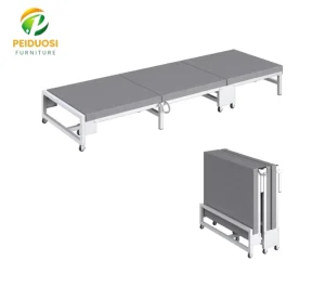 Peiduosi Modern Foldable Bed for OFFICE SCHOOL with Metal Frame and Cotton Upholstery Space Saving Storage Design Tri fold