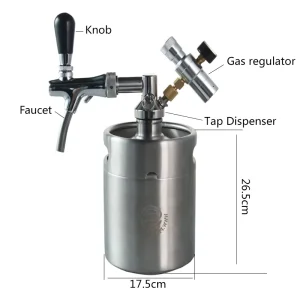 Pera 2 3.6 5 8 10L Stainless Steel 304 Mini Beer Keg With Tap System