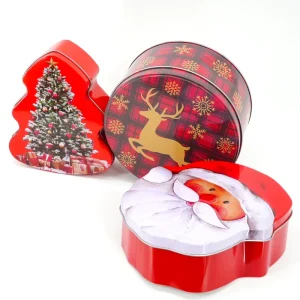 Personalized Custom Printed Tree-Shaped Christmas Metal Tin Box for Gift Packaging, Galvanized Iron