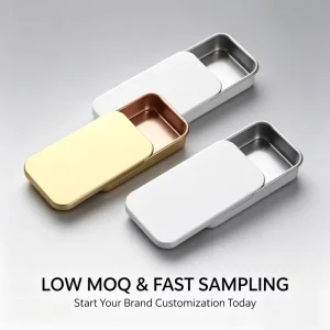 Personalized Sliding Lid Metal Tin Box, Custom Printed Rectangular Tinplate Container for Cosmetics, Jewelry, Candy and Gift Packaging