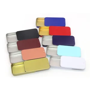 Pink White Black Square Mini Rectangle Custom Slide Top Tinplate Recyclable Sliding Tin Box for Skin Care & Candy