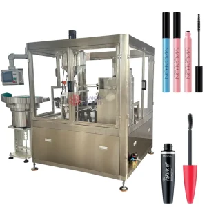 Piston Pump Monoblock Rotary Fully Automatic Lip Gloss Eyelash Tube and Mascara Filling Capping Machine