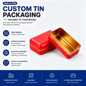 Plain Color Rectangular Metal Tin Box Food Grade Packaging for Cookies Tea and Gift Storage