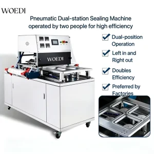 Pneumatic Fresh-Food Packaging Machine with Dual-Station Fresh Box Sealing for Crab Cakes, Fruit and Takeaway Food