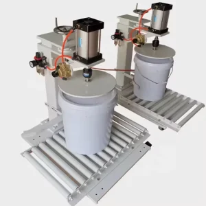 Pneumatic Plastic Bucket Capping Machine Roller Conveyor Plastic Pail Lid Pressing Machine for Chemical Paint