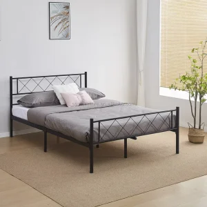 Popular Modern 140X200 Queen Steel Bed Frame Durable Iron Beds 160×200 Clean Look Simple Metal Beds for Bedroom