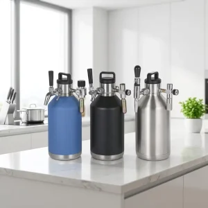 Portable 2L Pressurized Mini Keg with Tap Cocktail Drink Dispenser Wide-Mouth Growler