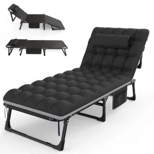 Portable Industrial Style Metal Single Bed Compact Folding Nap Bed for Travel and Warehouse Use Stainless Steel Frame