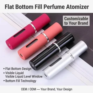 Portable Mini 5ml Metal Flat Bottom Aluminum Refillable Atomizer Perfume Spray Bottle for Travel Manufacturer