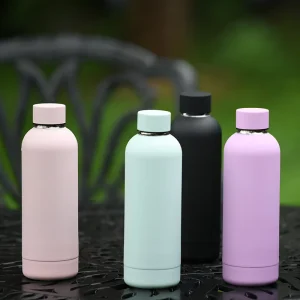 Portable Multifunctional Stainless Steel Water Bottle with Cover, 500ml