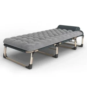 Portable Square Tube Folding Metal Bed with Soft Mattress Portable Sleeping Household Cot for Adults Outdoor and Indoor