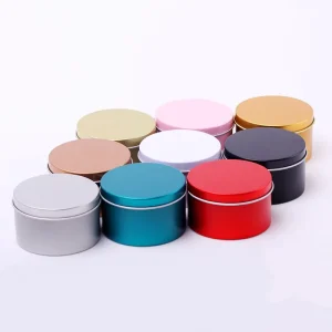 Portable Tea Metal Tin Can Box Black Round Tea Container Tin Can Golden Candy Jar