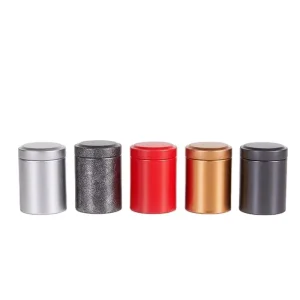 Portable Tinplate Cylinder Tea Cookie Case, Solid Perfume, Balsam, Lip Balm and Aromatherapy Container