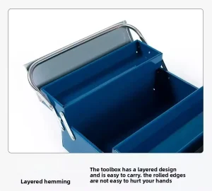 Portable Two-Layer or Three-Layer Customizable Iron Toolbox for Tool Storage