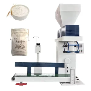 Powder Filling Machine for 5 kg, 10 kg, 20 kg, 25 kg, and 50 kg Woven Bags with Bagger, Sewing System, and Weighing Packing