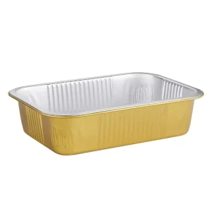 Pre Made Outdoor Rectangle Gold Aluminum Foil Containers for Church Socials and Meal Boxes Food Aluminum Trays