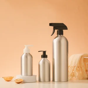 Premium Aluminum Dispenser Bottles Sustainable Metal Spray Container Refillable Eco Friendly Packaging for Home Cleaning