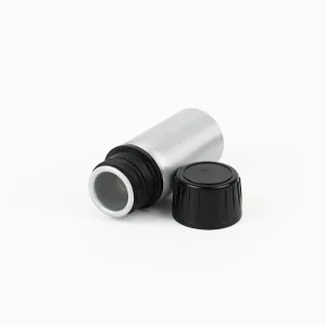 Printed Aluminum Metal Perfume Bottle Travel Size Face Oil Container 50ml with Black Cap