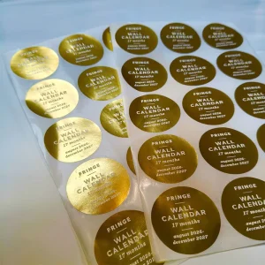 Printed Metallic Matte Gold Logo Sticker Custom Printing 3D Gold Foil Round Sticker
