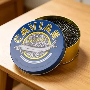 Printing Premium Round Luxury Metal FDA Approved Food Grade Caviar Storage Tin Can