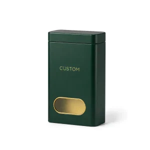 Private Label Custom Eco Friendly & Recyclable Tinplate Tea Tin Packaging Box with Window for Branded Loose Leaf Tea Products