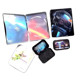 Promotional Custom Design Square Matte With Embossed Wallet Metal Packing Tin Box