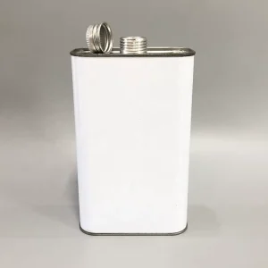 Quart Oblong F-Style 1L Tinplate Motor Oil Can with Glossy Surface and Centered Screw Top for Lubricant, Paint, and Petrol