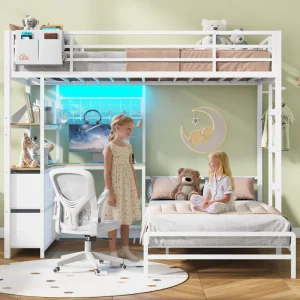 RSD Durable Modern Design Space Saving Metal Frame Bedroom Bunk Bed with Desk for Hotel Apartment Use