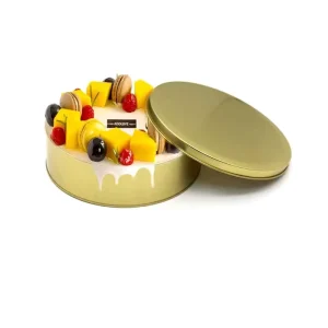 RTS 6.5inch 7.8inch Empty Cookie Biscuit Tin Box Foodgrade Gold Cake Tins Custom Round Metal Cake Container for Baking Packaging