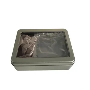 RTS HONGLI Brand Model HL 0013 Recyclable Rectangular Tin Box with Custom Logo Metal Window for Personal Care and Food Packaging