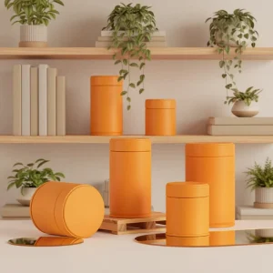 RTS Small Orange Tin Can Matcha Coffee and Tea Power Packaging Airtight Matte Screw Lids Sealed Tin Metal Tea Box