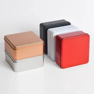 Ready to Ship 12*5cm Multi Colors Square Tinplate Metal Box for Tea Snack Cookies Candies Packaging