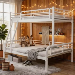 Ready to Ship Modern Metal Bunk Bed Fast Delivery Steel Double Bed Frame for Online Sellers