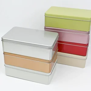 Ready to Ship Rectangular Metal Tin Box Multi Color Blank Tinplate Storage Container for Cookies Tea CoffeeHome Organizer