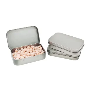Rectangle Hinged Lid Food Grade Tin Container Recyclable Metal Box for Candy and Christmas Crafts
