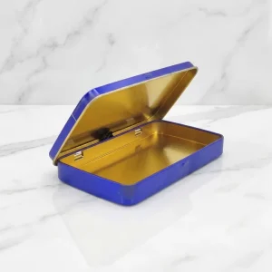 Rectangle Hinged Lid Tinplate Box Packaging Tea Tin Can Empty Cigar Holder Gift Custom Logo Color Recycled Materials