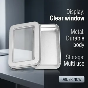 Rectangle Metal Containers Box Biscuit Candy Mint Container Can Cookies Tin Box Window Tin Case Customizable