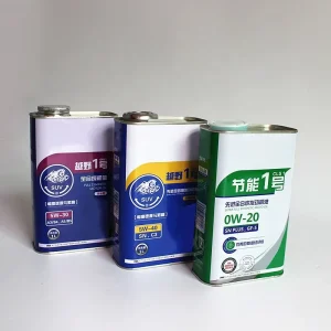 Rectangle Oblong 1L F-Style Tinplate Motor Oil Can with Matte Surface and Customized Logo for Chemical Use