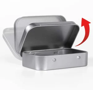Rectangle Tin Box Hinged Lid CMYK Offset Print Tinplate OEM Can for Jewelry USB Drive Gift Packaging