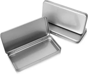 Rectangle Tinplate Makeup Cosmetic Tin Box with Hinged Lid Portable Cosmetic Packaging Container Recyclable