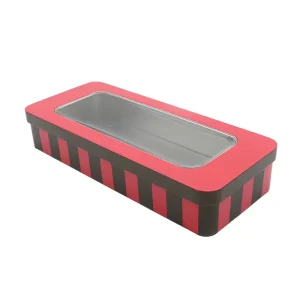Rectangle Window Tin Can, Food-Safe Metal Box, Factory Direct Custom Window Design for Chocolate and Holiday Gifts
