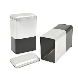 Rectangular Airtight Tinplate Coffee Container Loose Tea Sugar Caddy Luxury Custom Printing Recyclable BPA Free Lining