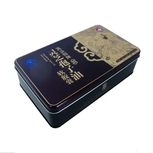 Rectangular Black Metal Tin Box for Health Care Products